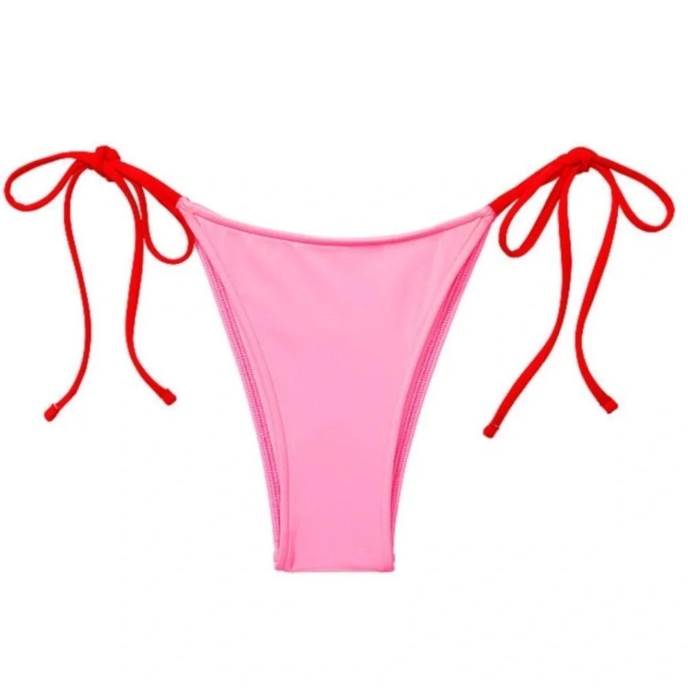 New! Frankie's Bikinis x Pink rosemary Tie Bikini Bottom 1524